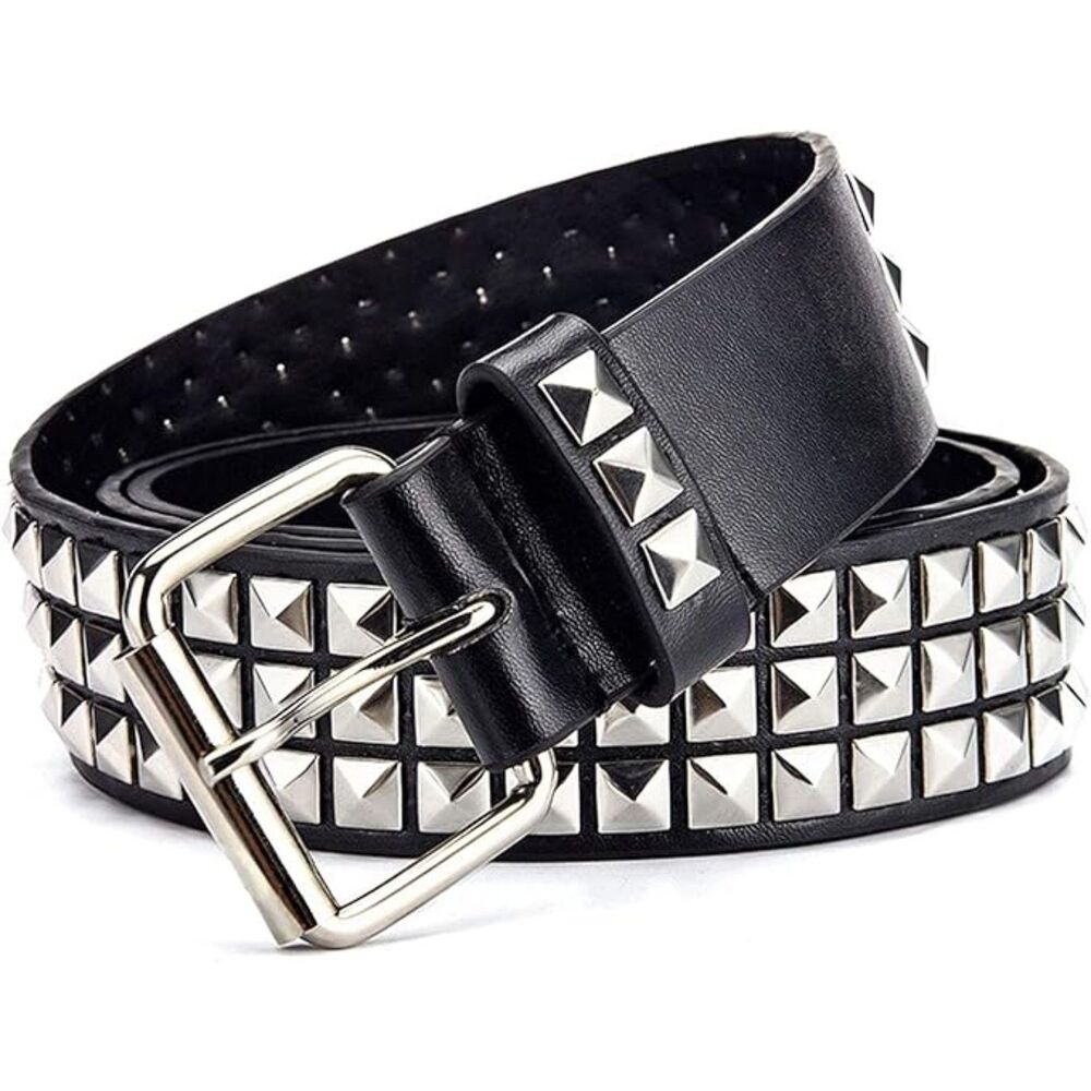 Black Studded Belt Punk Rock Rivet Belt, 15F-188Belt001 - Picture 2 of 4